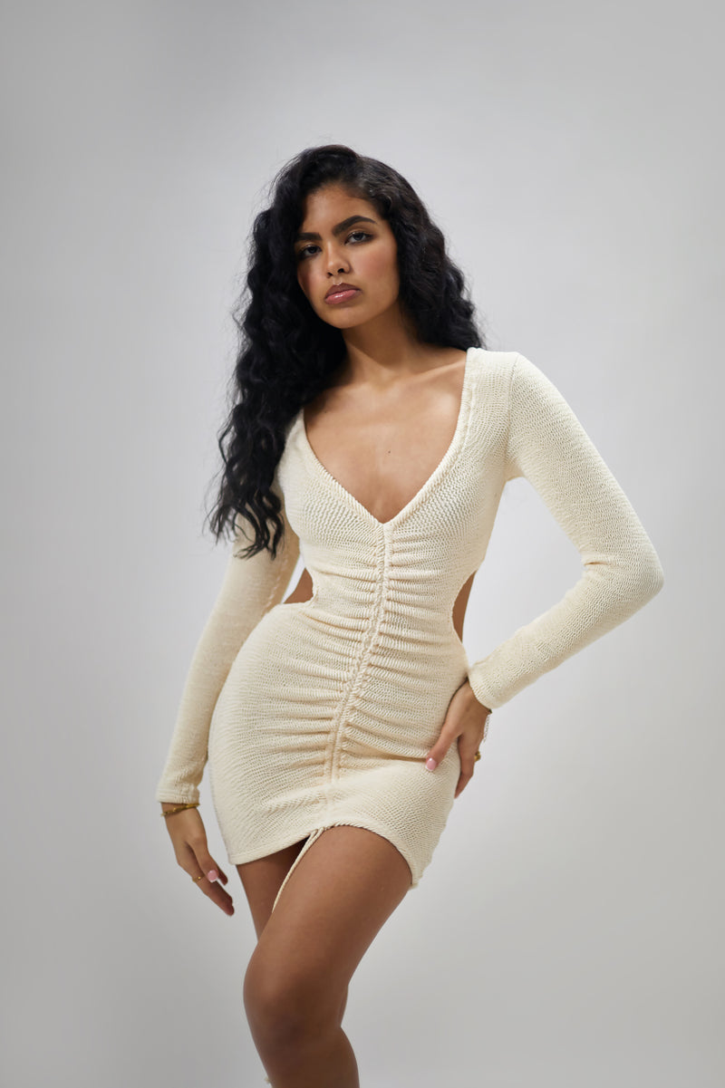 cut out beige dress Beige Cut Out Mini Hetty Dress XXXL