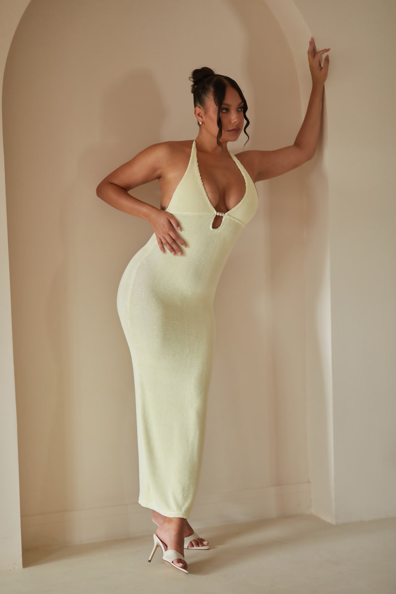 Beaded Soft Butter Dress
