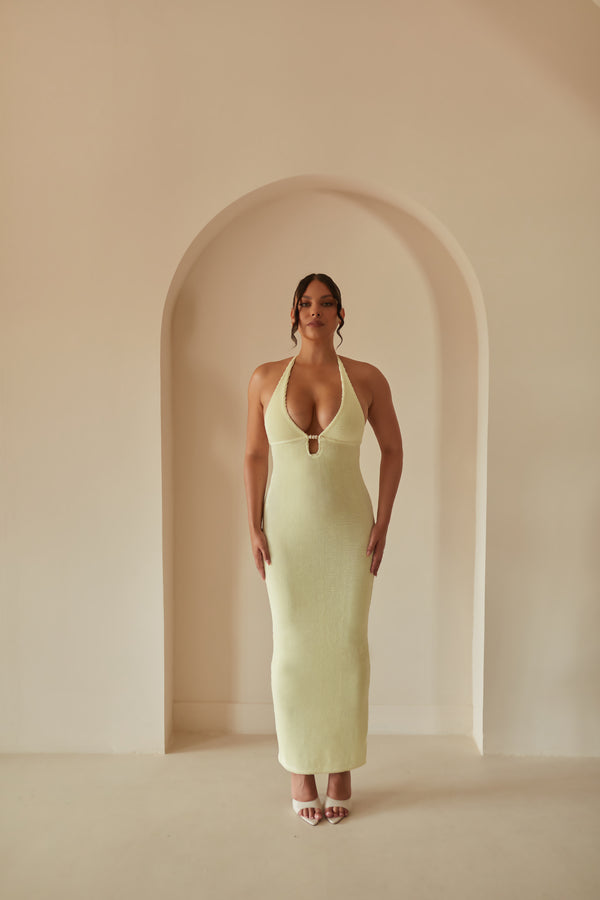 Beaded Soft Butter Dress