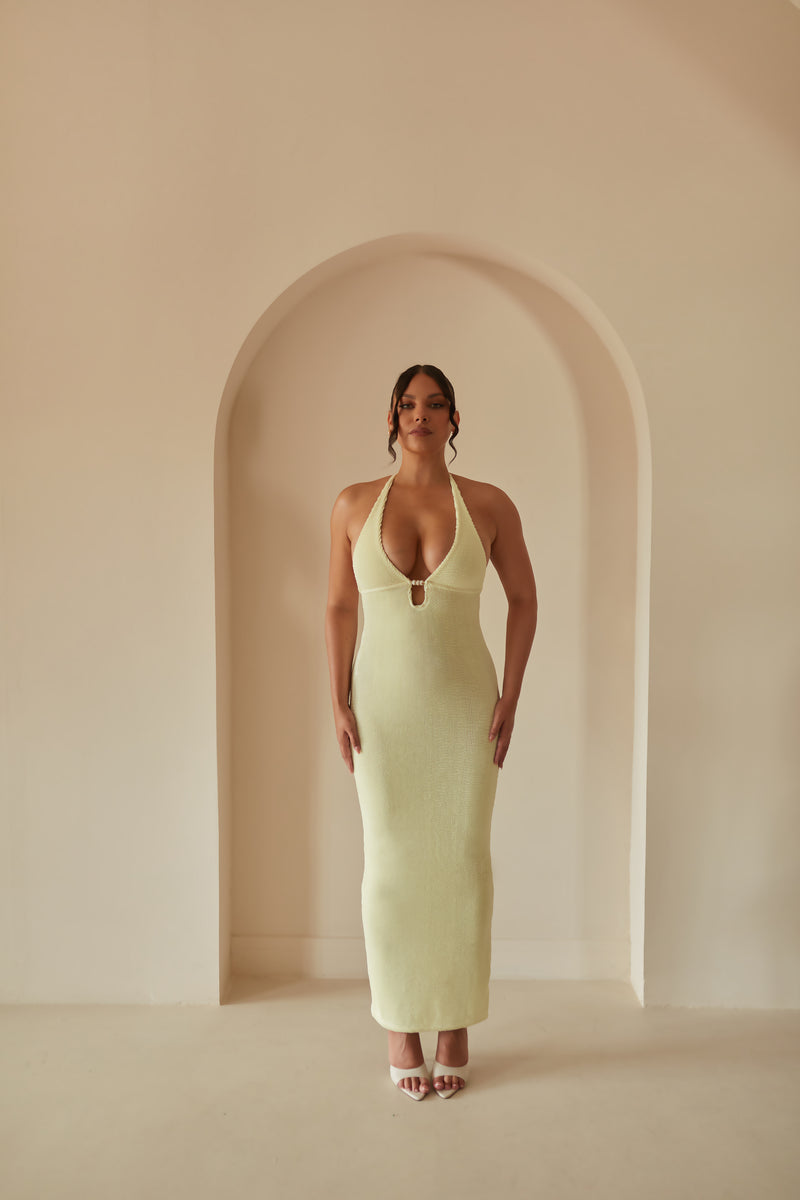 Beaded Soft Butter Dress