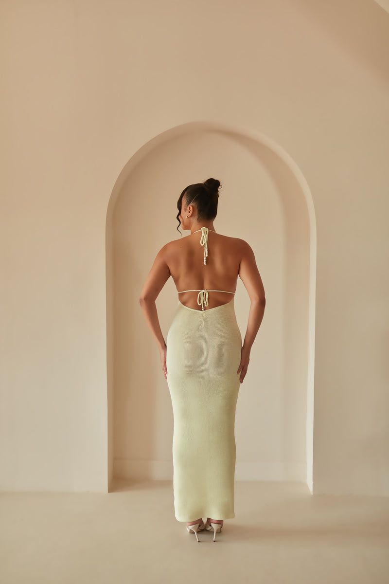 Beaded Soft Butter Dress