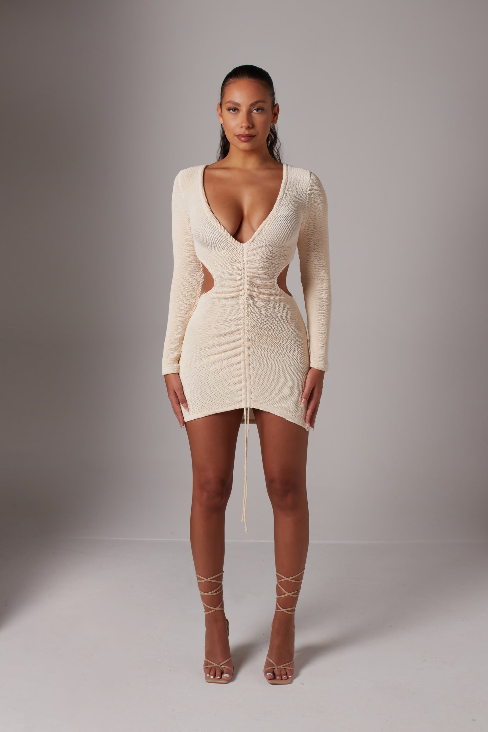 Barely Beige Cut Out Rope Dress  ECRU LABEL