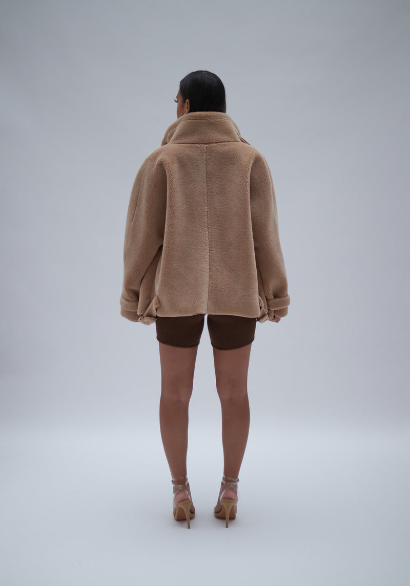 Oversized Aviator Jacket in Mushroom